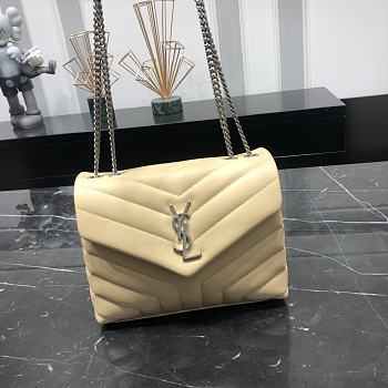 YSL Loulou Small Beige Leather Silver Hardware size 23x17x9 cm