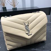 YSL Loulou Small Beige Leather Silver Hardware size 23x17x9 cm - 4