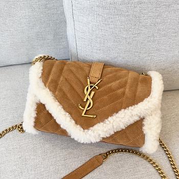YSL Envelope Small Bag In Suede And Shearling 21x13x6 cm