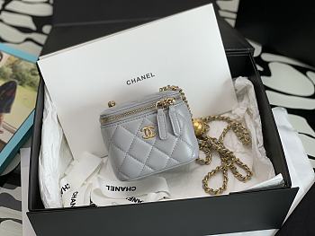 CHANEL Small Gray Vanity With Chain AP2292 size 8.5×11×7cm
