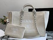 Chanel Deauville Large Shopping Bag White Boucle Silver Hardware 38cm - 1