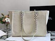 Chanel Deauville Medium Shopping Bag White Boucle Silver Hardware 38cm - 4