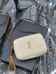YSL Lou Camera Bag in Merino Shearling Natural Beige/Brick size 23 x 16 x 6 cm - 5