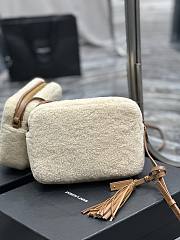 YSL Lou Camera Bag in Merino Shearling Natural Beige/Brick size 23 x 16 x 6 cm - 3