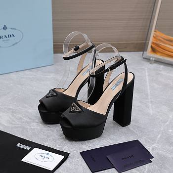 Prada High-heeled Satin Sandals Black