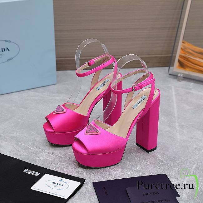 Prada High-heeled Satin Sandals Begonia Pink  - 1