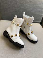 Valentino Roman Stud Calfskin Combat Boot White 40mm - 1