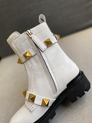 Valentino Roman Stud Calfskin Combat Boot White 40mm - 5