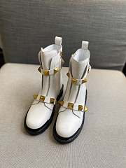 Valentino Roman Stud Calfskin Combat Boot White 40mm - 2