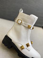 Valentino Roman Stud Calfskin Combat Boot White 40mm - 3