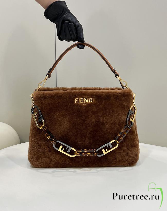 Fendi O’Lock Zipper Brown Sheepskin Bag size 36x16x26 cm - 1