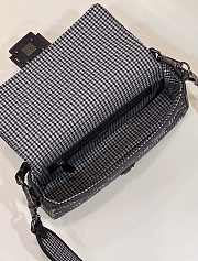 Fendi Baguette Gray Houndstooth Wool Bag With FF Embroidery 27x6.5x15 cm - 5