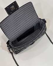 Fendi Baguette Mini Gray Houndstooth Wool With FF Embroidery 19x11.5x4 cm - 3