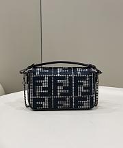 Fendi Baguette Mini Gray Houndstooth Wool With FF Embroidery 19x11.5x4 cm - 4