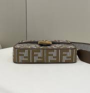 Fendi Baguette Brown Houndstooth Wool Bag With FF Embroidery 27x6.5x15 cm - 3