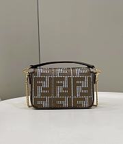 Fendi Baguette Mini Brown Houndstooth Wool With FF Embroidery 19x11.5x4 cm - 5