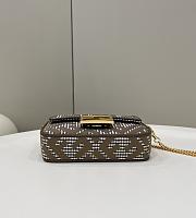Fendi Baguette Mini Brown Houndstooth Wool With FF Embroidery 19x11.5x4 cm - 2