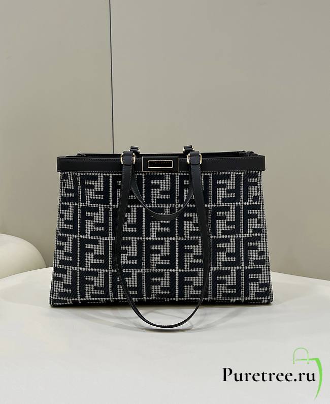 Fendi X-Tote Gray Houndstooth Wool Shopper & FF Embroidery 41x13x29 cm - 1