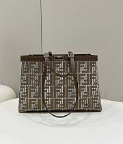 Fendi X-Tote Brown Houndstooth Wool Shopper & FF Embroidery 41x13x29 cm - 1