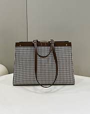 Fendi X-Tote Brown Houndstooth Wool Shopper & FF Embroidery 41x13x29 cm - 6