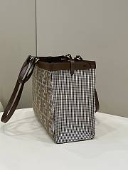 Fendi X-Tote Brown Houndstooth Wool Shopper & FF Embroidery 41x13x29 cm - 5