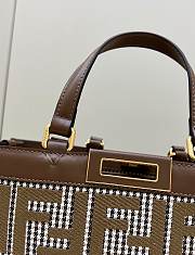 Fendi X-Tote Brown Houndstooth Wool Shopper & FF Embroidery 41x13x29 cm - 3