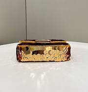 Fendi Mini Baguette 1997 Gold-colored Leather & Sequinned Bag 19x6x11 cm - 4