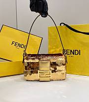 Fendi Mini Baguette 1997 Gold-colored Leather & Sequinned Bag 19x6x11 cm - 1