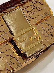 Fendi Mini Baguette 1997 Gold-colored Leather & Sequinned Bag 19x6x11 cm - 2