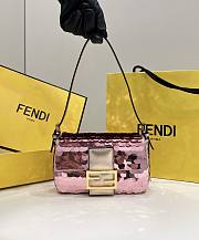 Fendi Mini Baguette 1997 Pink Leather & Sequinned Bag 19x6x11 cm - 1