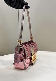 Fendi Mini Baguette 1997 Pink Leather & Sequinned Bag 19x6x11 cm - 6