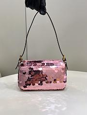 Fendi Mini Baguette 1997 Pink Leather & Sequinned Bag 19x6x11 cm - 5