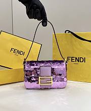 Fendi Mini Baguette 1997 Purple Leather & Sequinned Bag 19x6x11 cm - 1