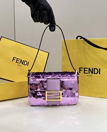 Fendi Mini Baguette 1997 Purple Leather & Sequinned Bag 19x6x11 cm