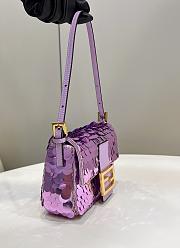 Fendi Mini Baguette 1997 Purple Leather & Sequinned Bag 19x6x11 cm - 2