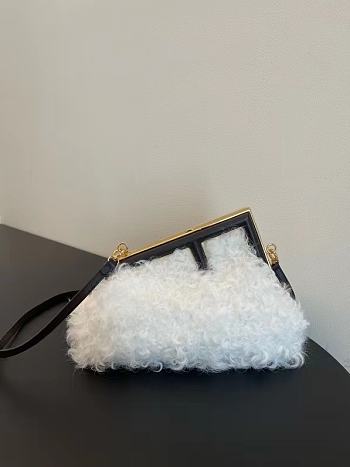 Fendi First Small White Mohair Wool Bag size 26x18x9.5 cm