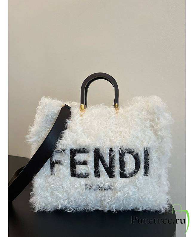 Fendi Sunshine Large White Mohair Shopper 35 cm  - 1