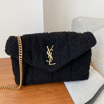 YSL | Puffer Toy Bag In Black Quilted Tweed 23×15.5×8.5 cm
