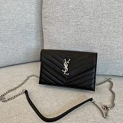 YSL | Cassandre Envelope Chain Wallet Black Grain Leather 19x11.5x4 cm - 1