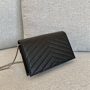 YSL | Cassandre Envelope Chain Wallet Black Grain Leather 19x11.5x4 cm - 4