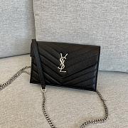 YSL | Cassandre Envelope Chain Wallet Black Grain Leather 19x11.5x4 cm - 5