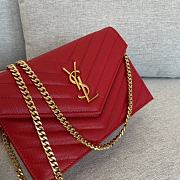 YSL | Cassandre Envelope Chain Wallet Red Grain Leather 19x11.5x4 cm - 6
