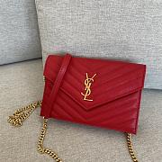 YSL | Cassandre Envelope Chain Wallet Red Grain Leather 19x11.5x4 cm - 5
