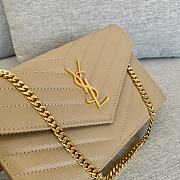 YSL | Cassandre Envelope Chain Wallet Beige Grain Leather 19x11.5x4 cm - 4