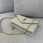 YSL | Cassandre Envelope Chain Wallet White Grain Leather Golden Hardware 19 cm - 3