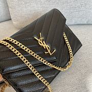 YSL | Cassandre Envelope Chain Wallet Black Grain Leather Golden Hardware 19 cm - 6