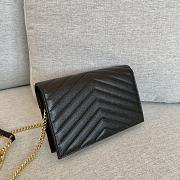 YSL | Cassandre Envelope Chain Wallet Black Grain Leather Golden Hardware 19 cm - 4