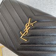 YSL | Cassandre Envelope Chain Wallet Black Grain Leather Golden Hardware 19 cm - 3
