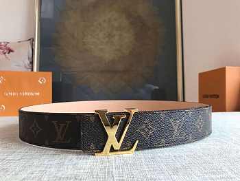 Louis Vuitton Monogram Initiales Belt Gold-tone Metal Size 4 cm