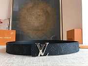 Louis Vuitton Monogram Eclipse Initiales Belt Silver-tone Metal Size 4 cm - 1